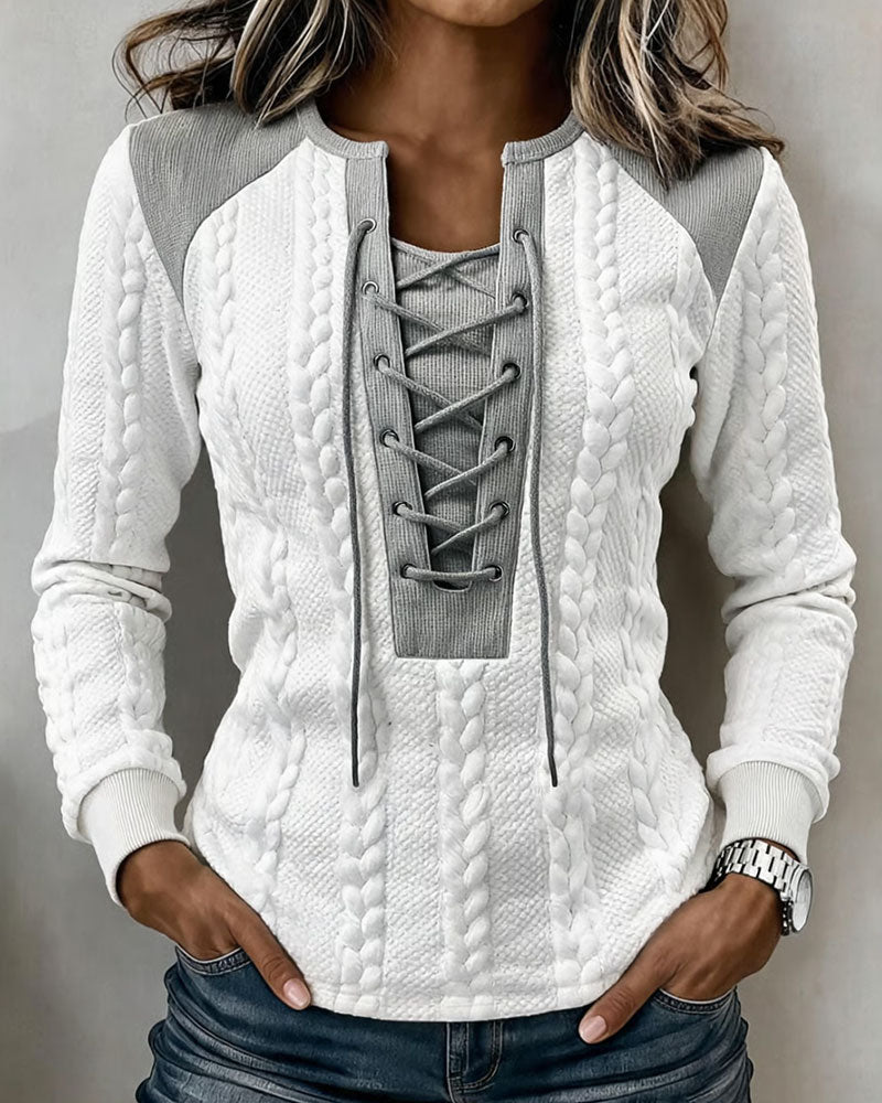 Clara | Lace-Up Cable-Knit Top