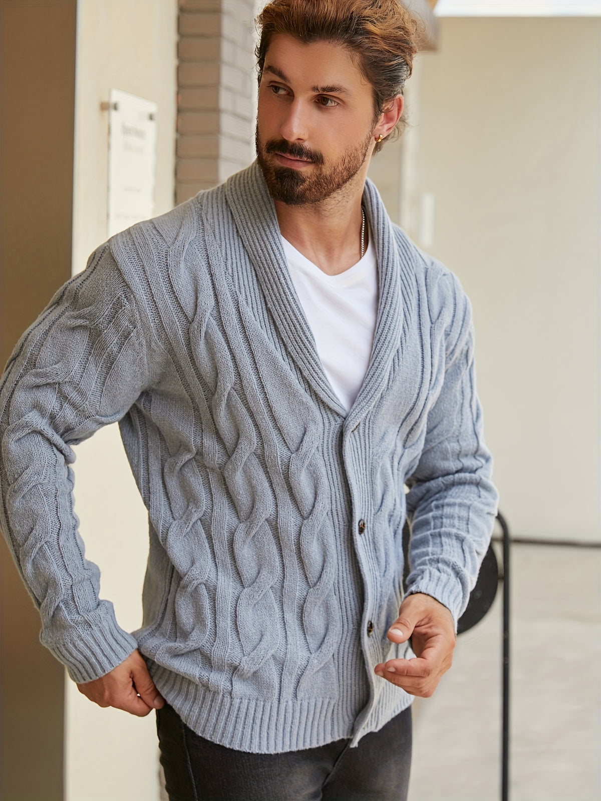 Redford | Shawl-Collar Cable Cardigan