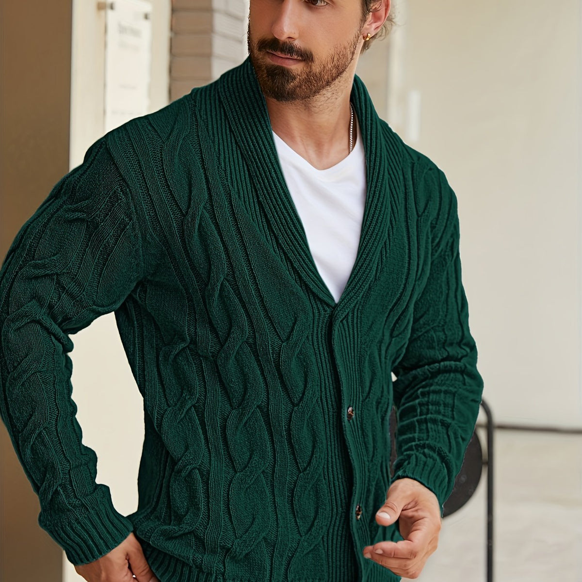 Redford | Shawl-Collar Cable Cardigan