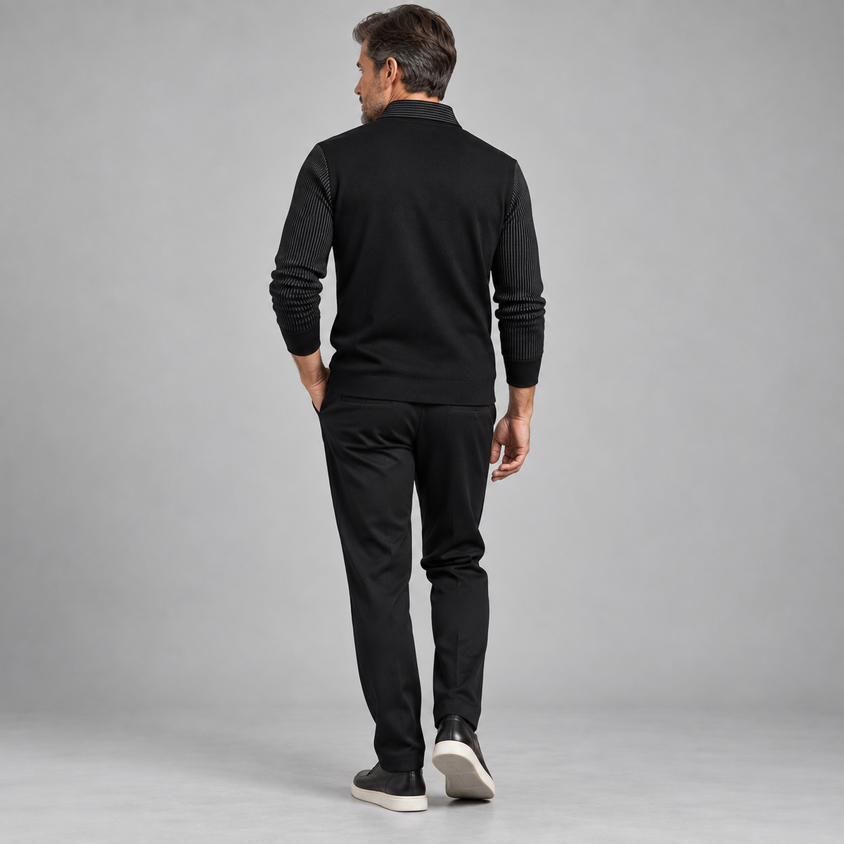 Elliot | Layered-Collar Long-Sleeve Polo