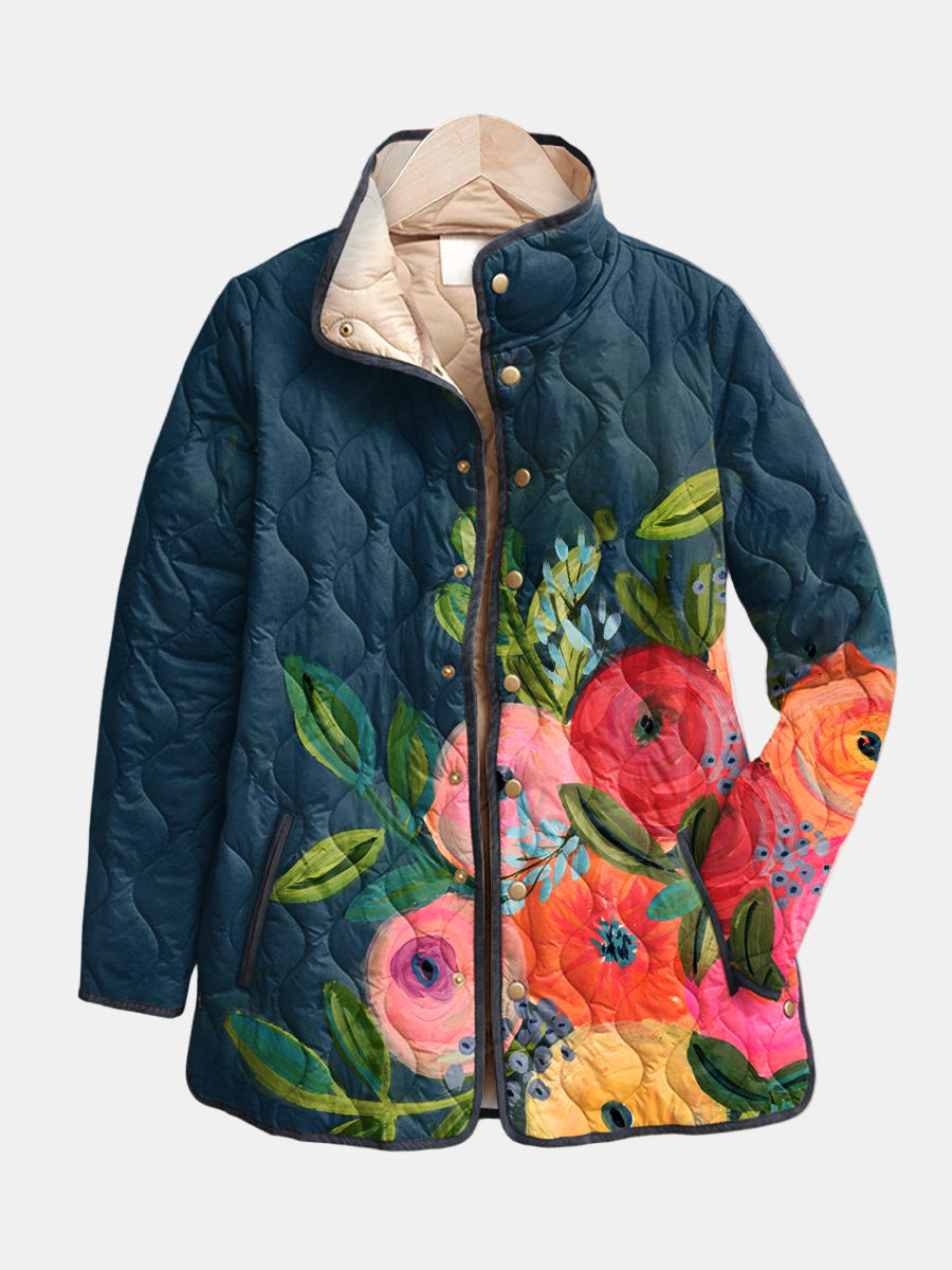 MERRITT | Quilted Jacket Painted Flowers Camille