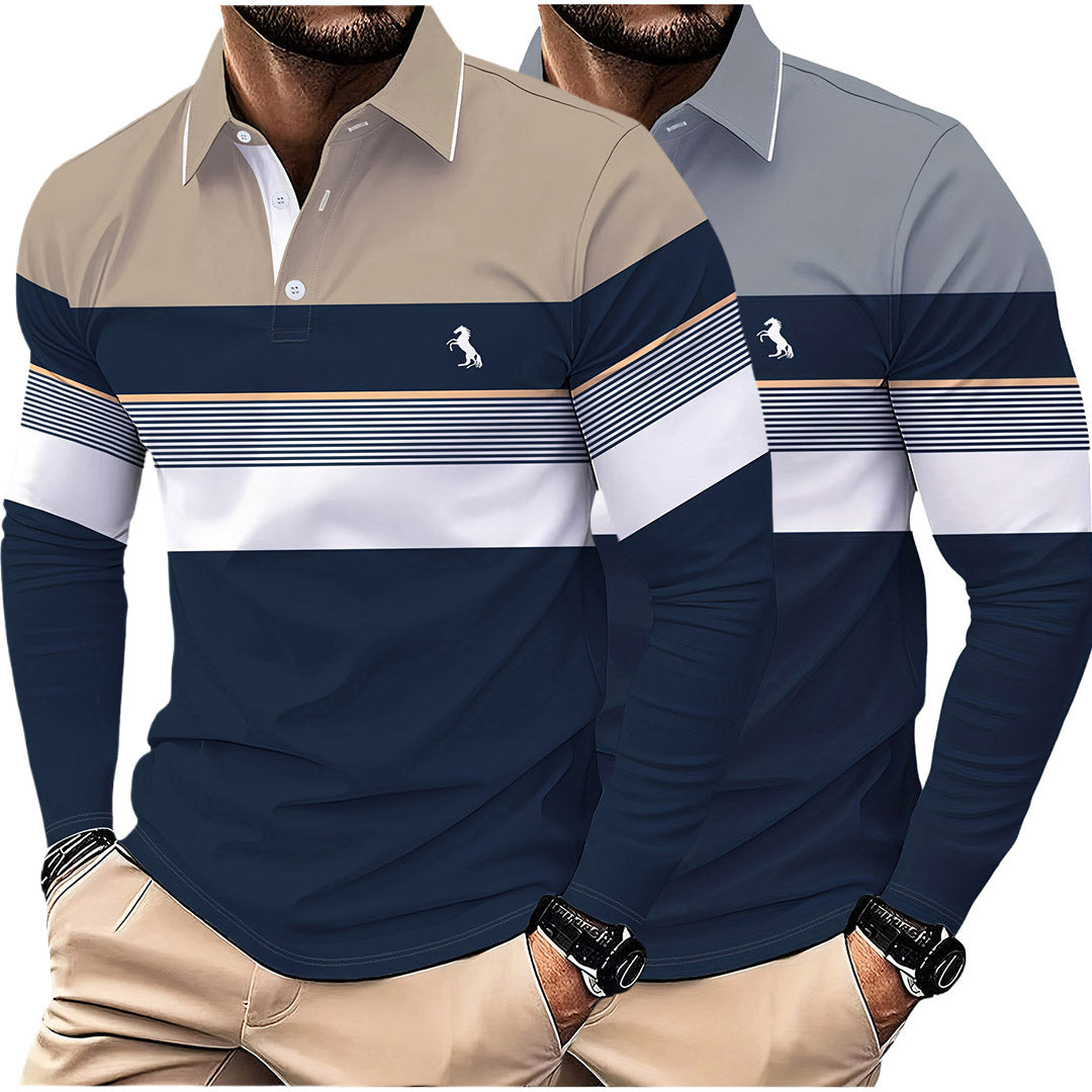 Nicholas | Striped Long-Sleeve Polo