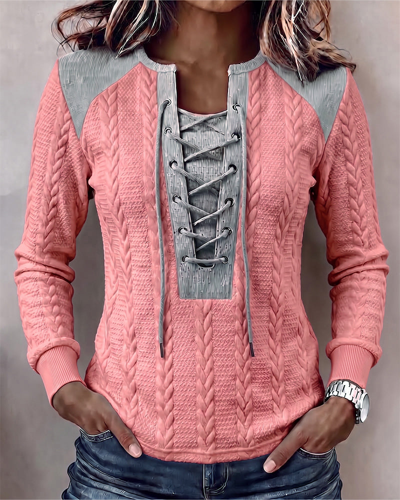Clara | Lace-Up Cable-Knit Top