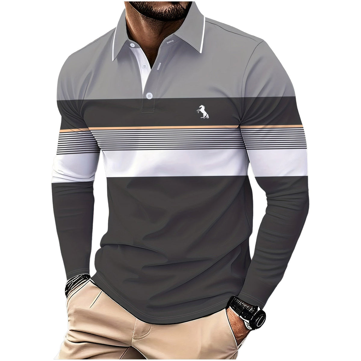 Nicholas | Striped Long-Sleeve Polo