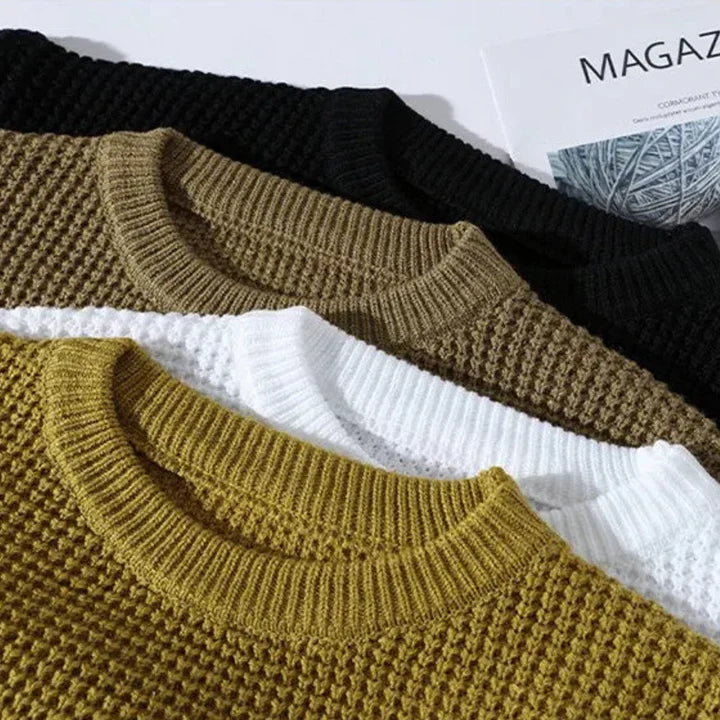 Oska Crewneck Waffle Knit Sweatshirt