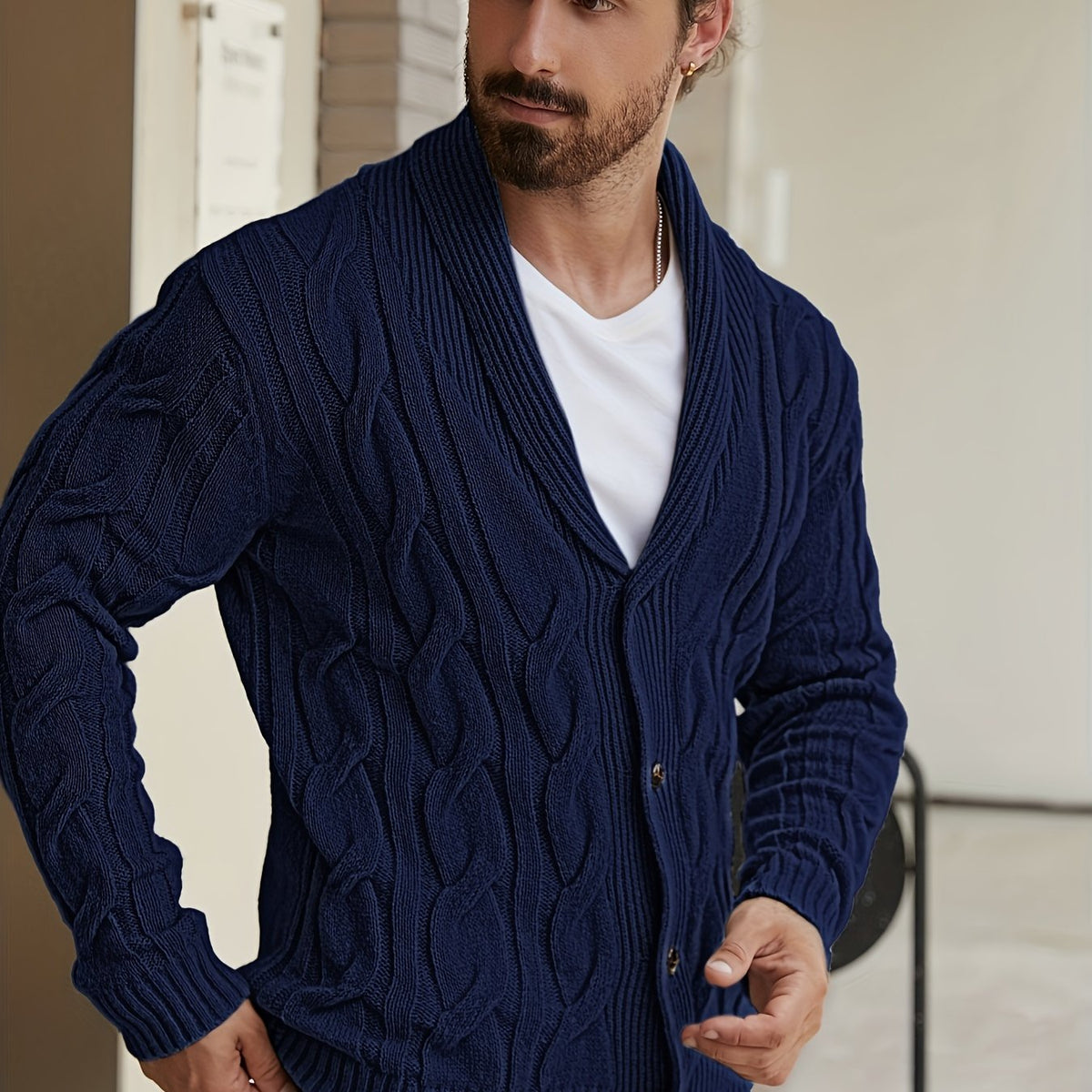 Redford | Shawl-Collar Cable Cardigan