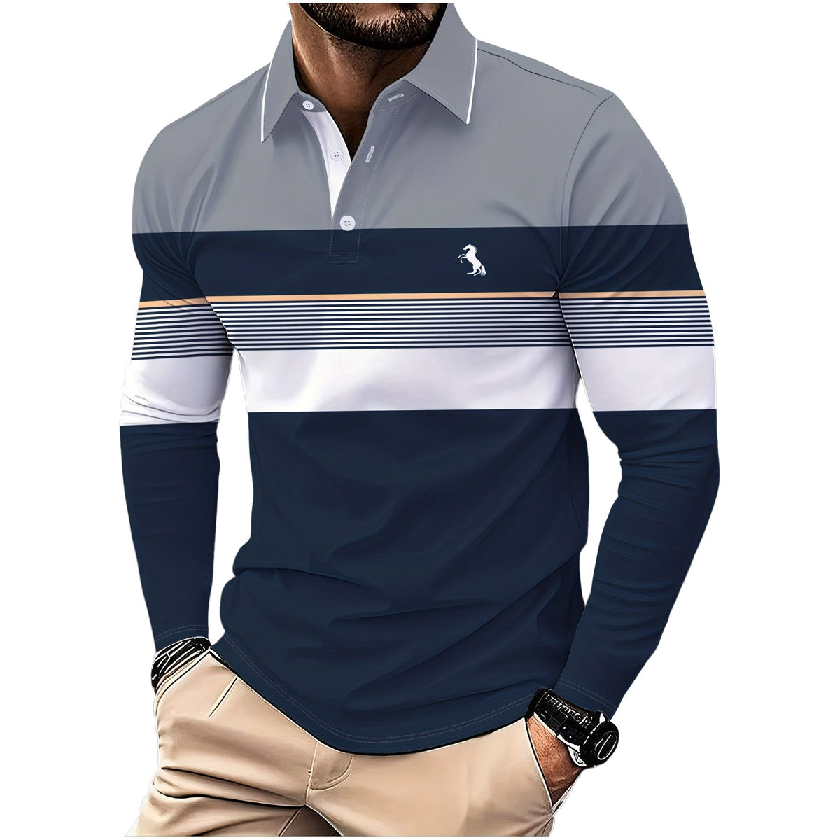 Nicholas | Striped Long-Sleeve Polo