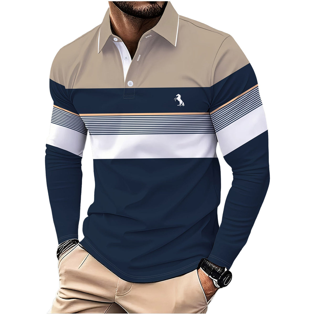 Nicholas | Striped Long-Sleeve Polo