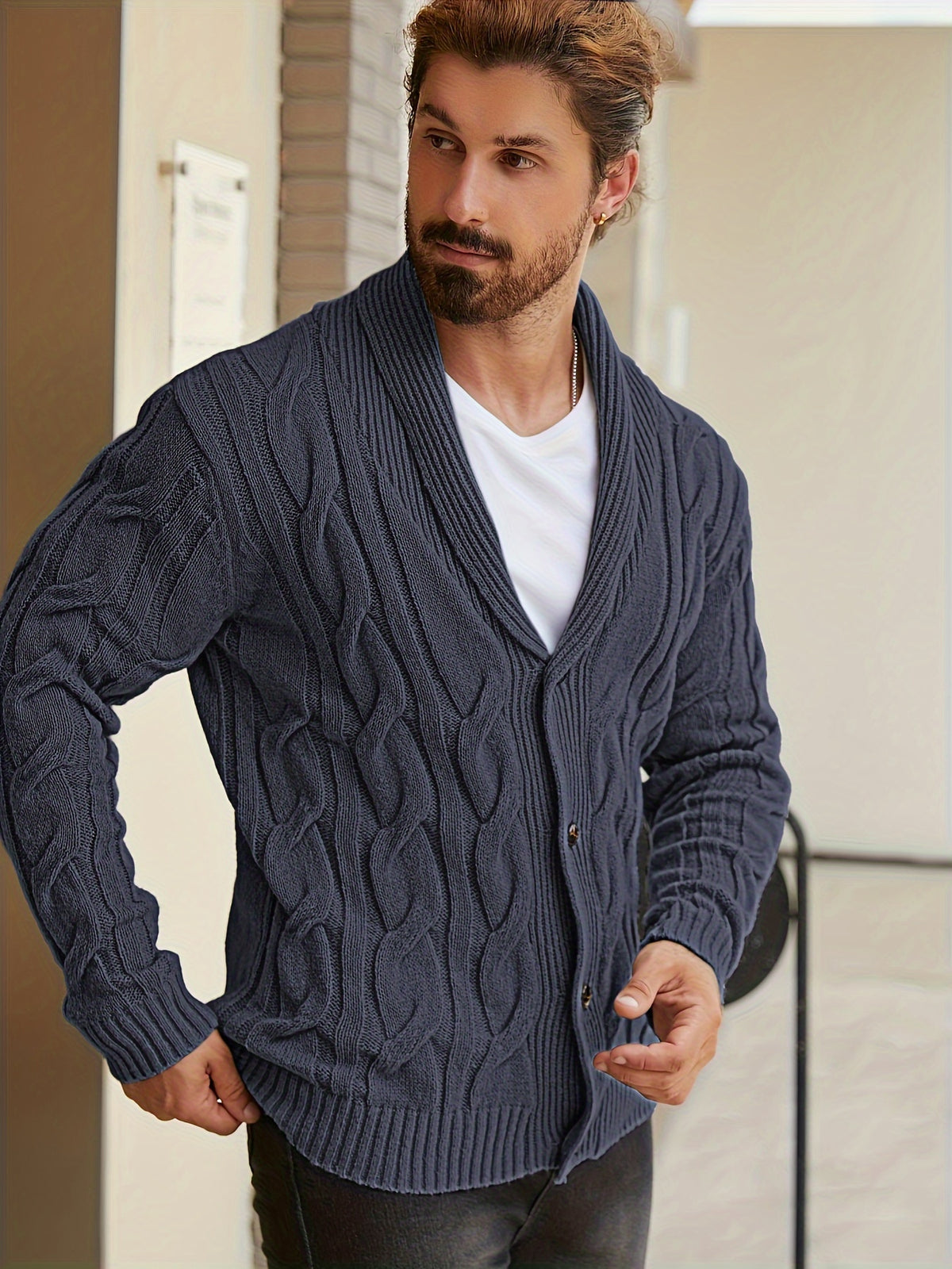 Redford | Shawl-Collar Cable Cardigan