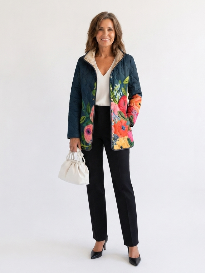MERRITT | Quilted Jacket Painted Flowers Camille