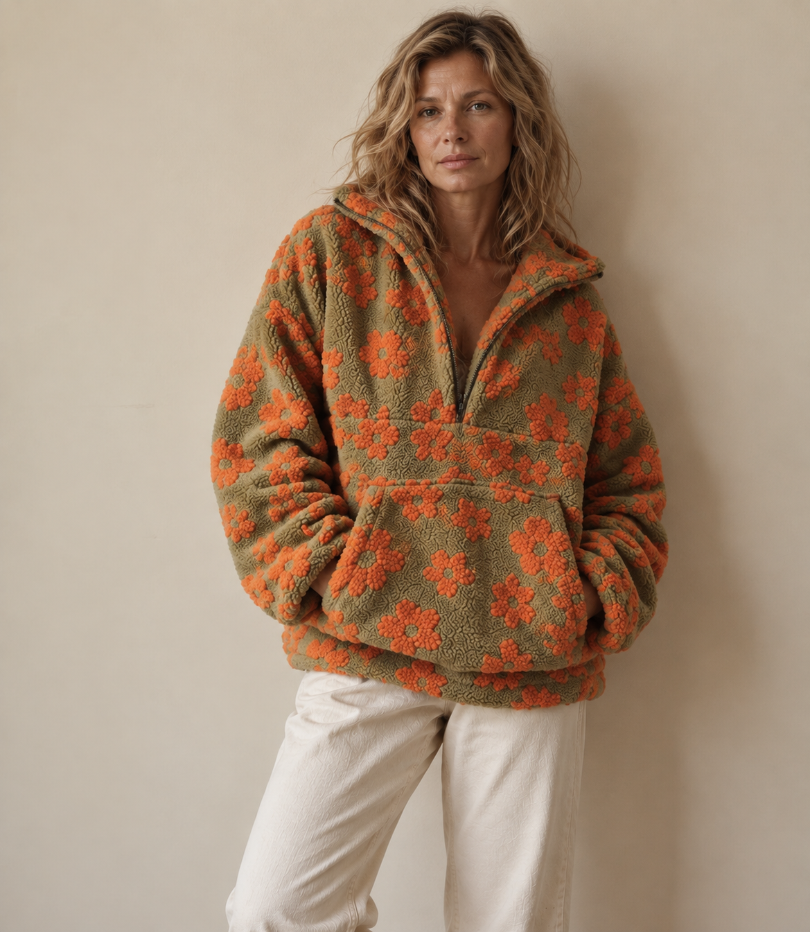 Mabel | Floral Teddy Fleece Half-Zip