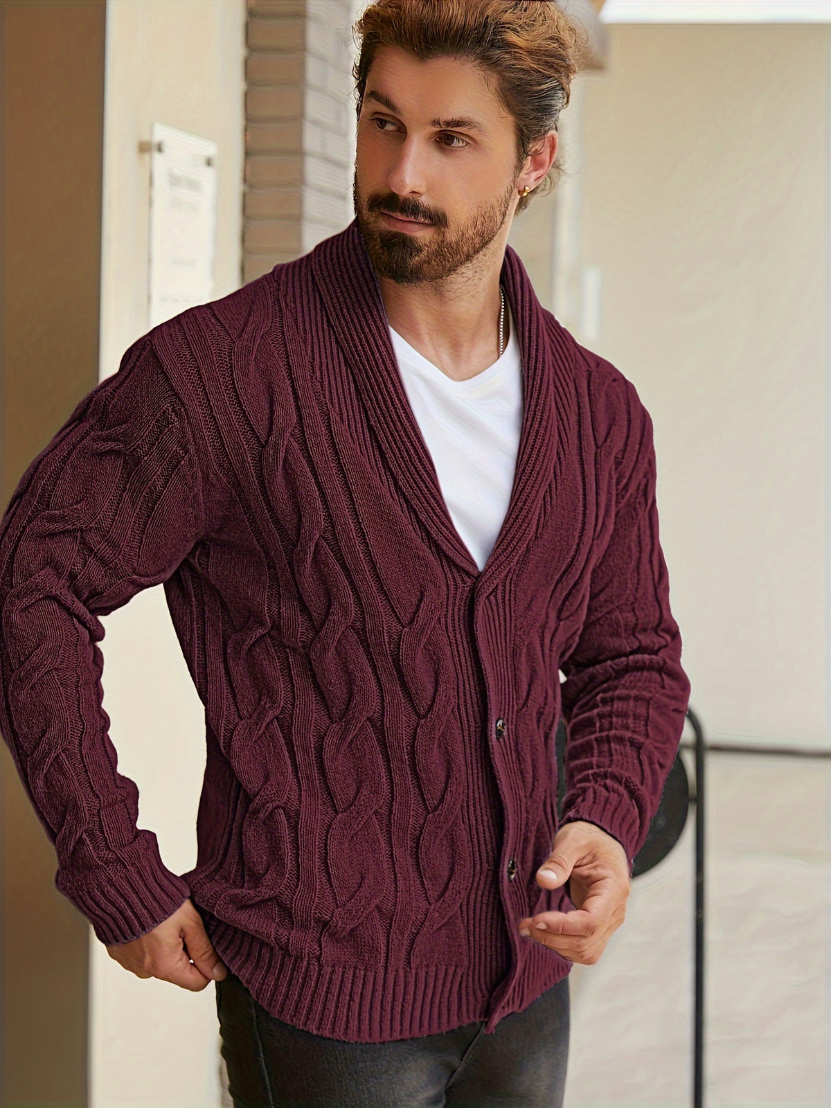 Redford | Shawl-Collar Cable Cardigan