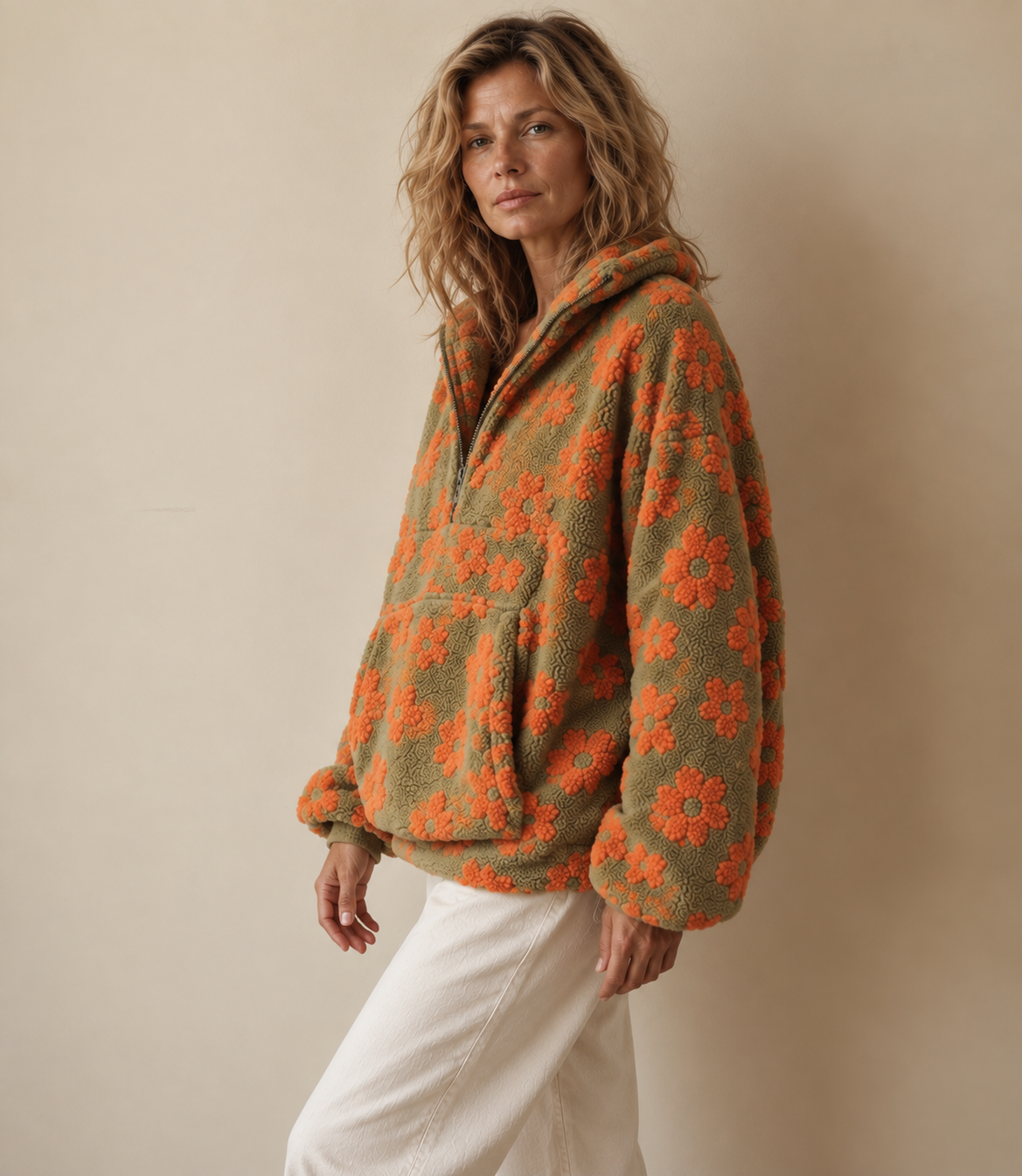 Mabel | Floral Teddy Fleece Half-Zip