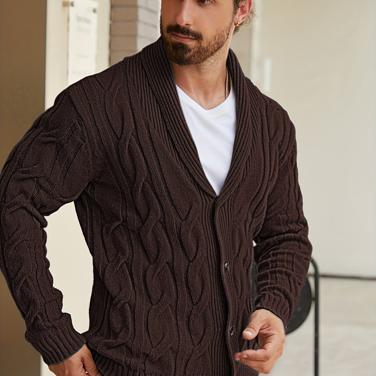 Redford | Shawl-Collar Cable Cardigan