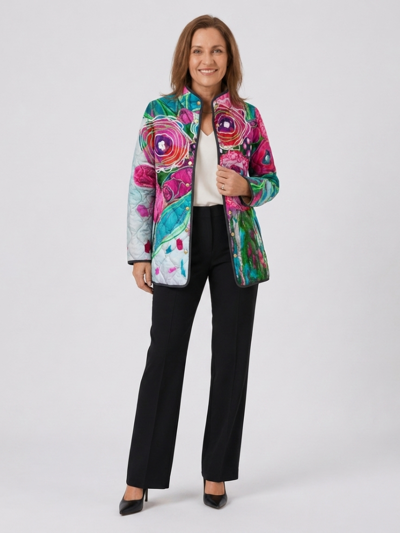 MERRITT | Lucie Floral Watercolour Quilted Jacket