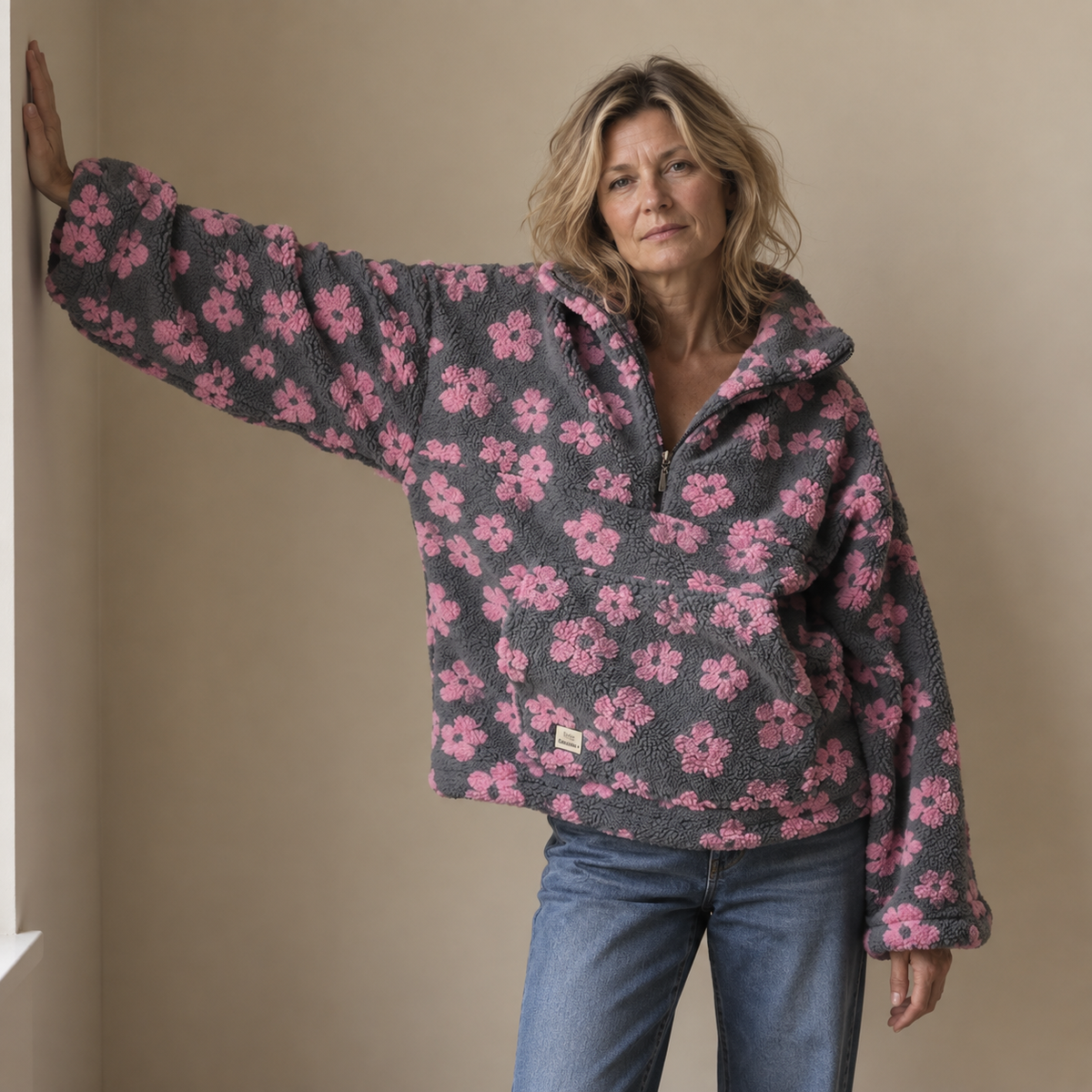 Mabel | Floral Teddy Fleece Half-Zip