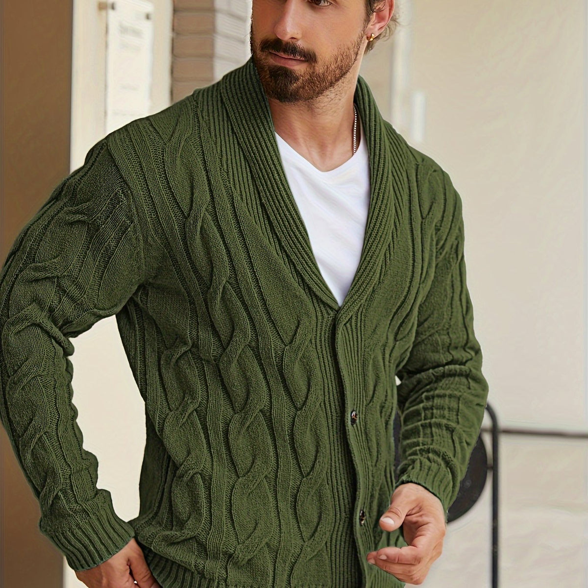 Redford | Shawl-Collar Cable Cardigan