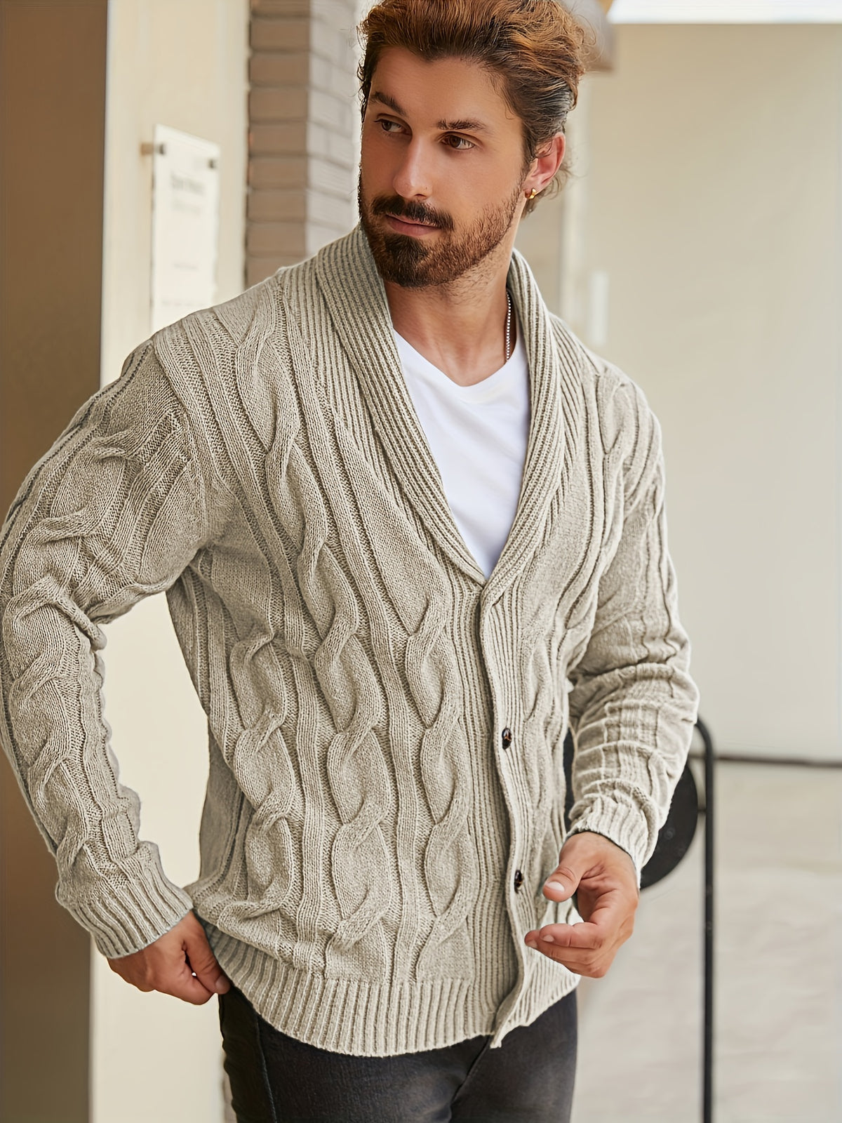 Redford | Shawl-Collar Cable Cardigan