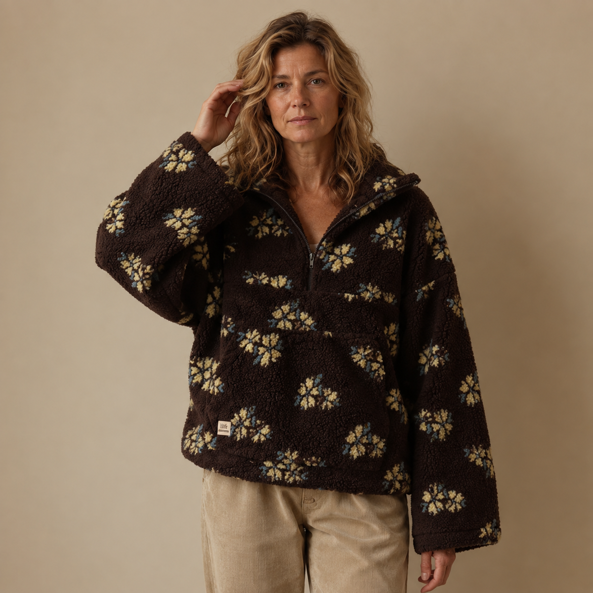 Mabel | Floral Teddy Fleece Half-Zip