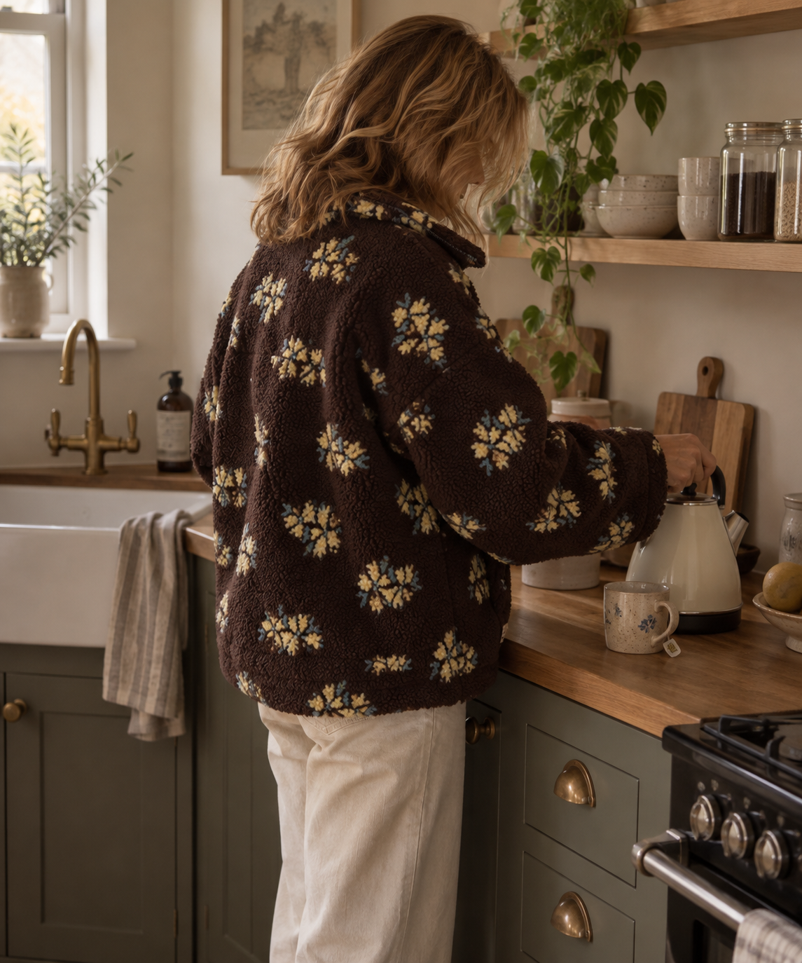 Mabel | Floral Teddy Fleece Half-Zip