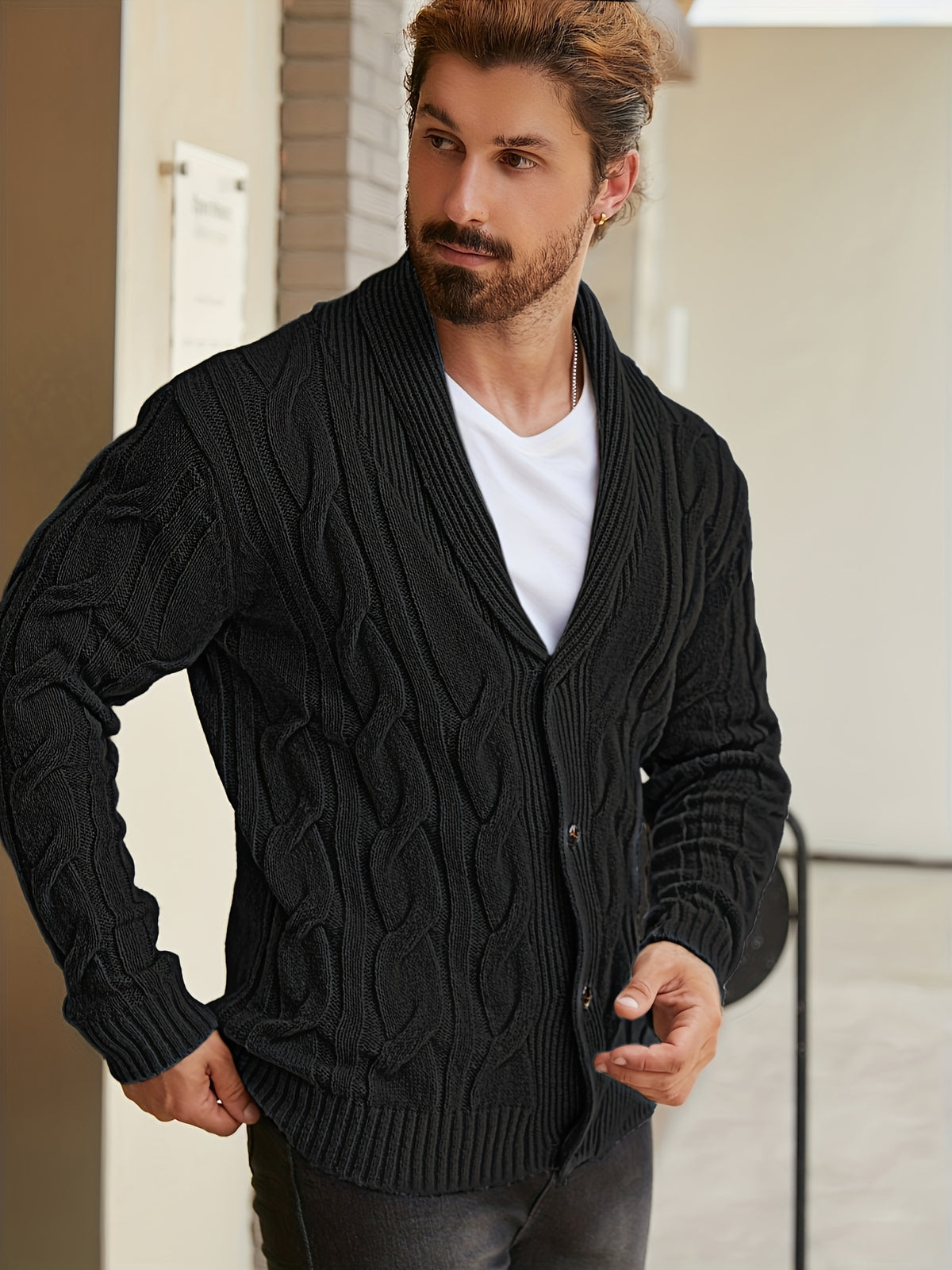 Redford | Shawl-Collar Cable Cardigan