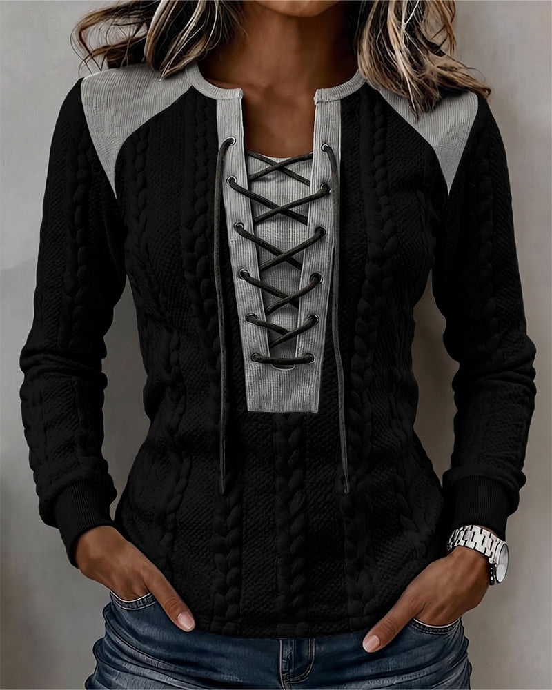 Clara | Lace-Up Cable-Knit Top