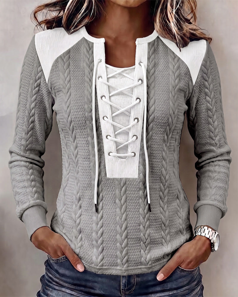 Clara | Lace-Up Cable-Knit Top