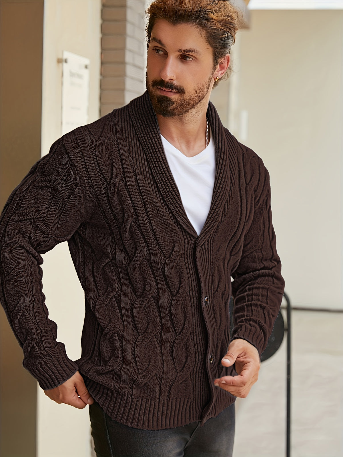 Redford | Shawl-Collar Cable Cardigan
