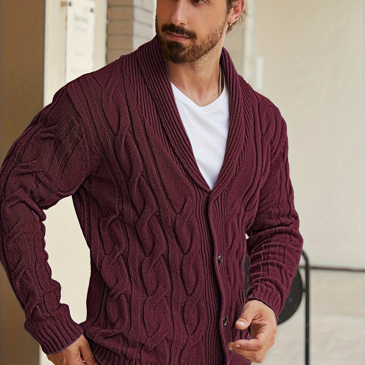 Redford | Shawl-Collar Cable Cardigan