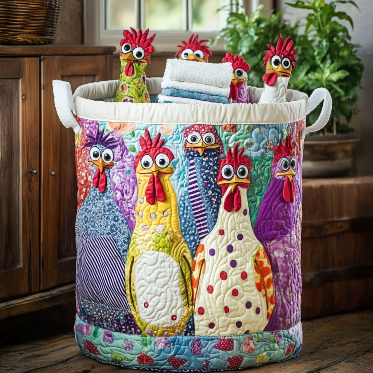 Chicken - Handcrafted Laundry Basket
