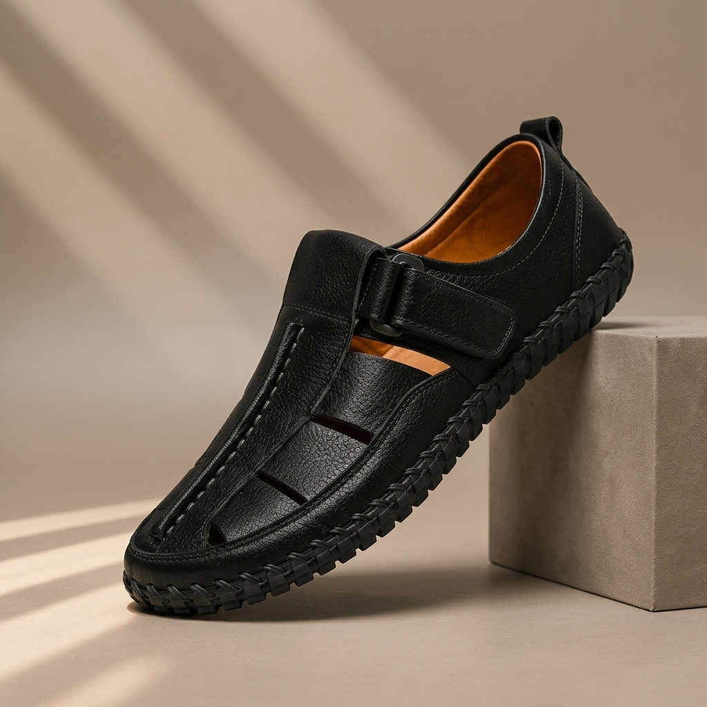 KIRKHAM CAGE-WEAVE LEATHER SANDALS