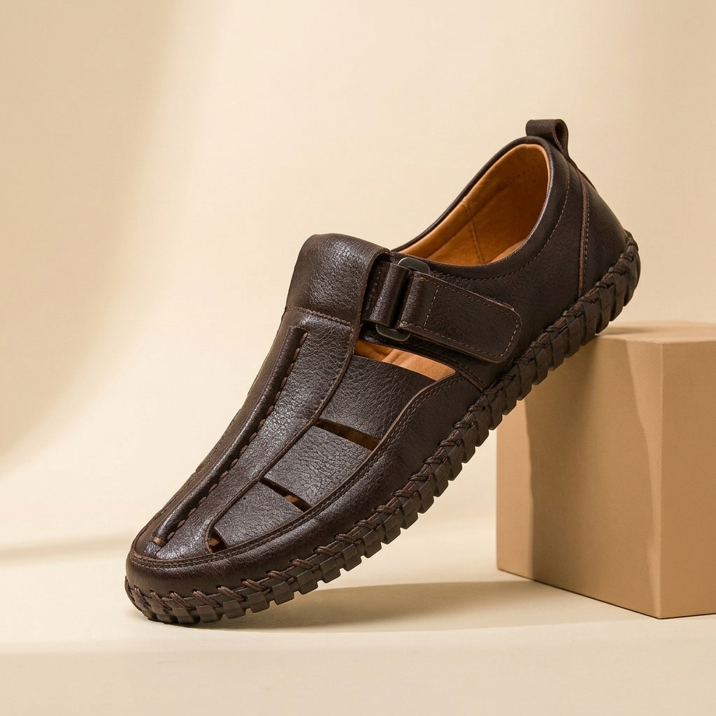 KIRKHAM CAGE-WEAVE LEATHER SANDALS