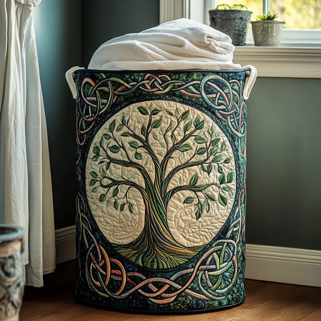 Green tree - Handcrafted Laundry Basket