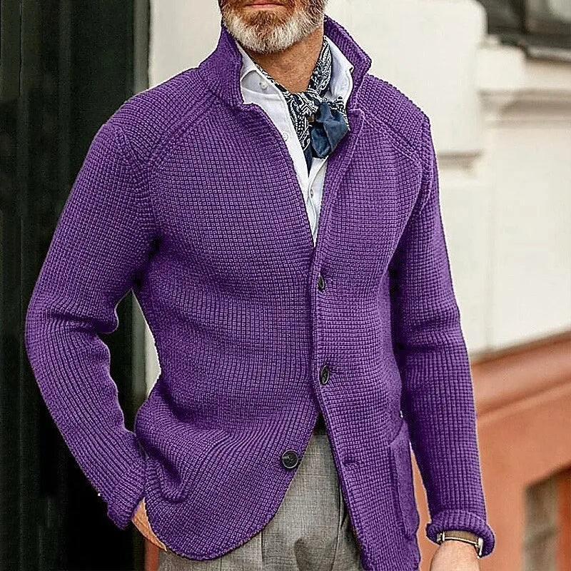 Langford | Waffle-Knit Stand-Collar Cardigan