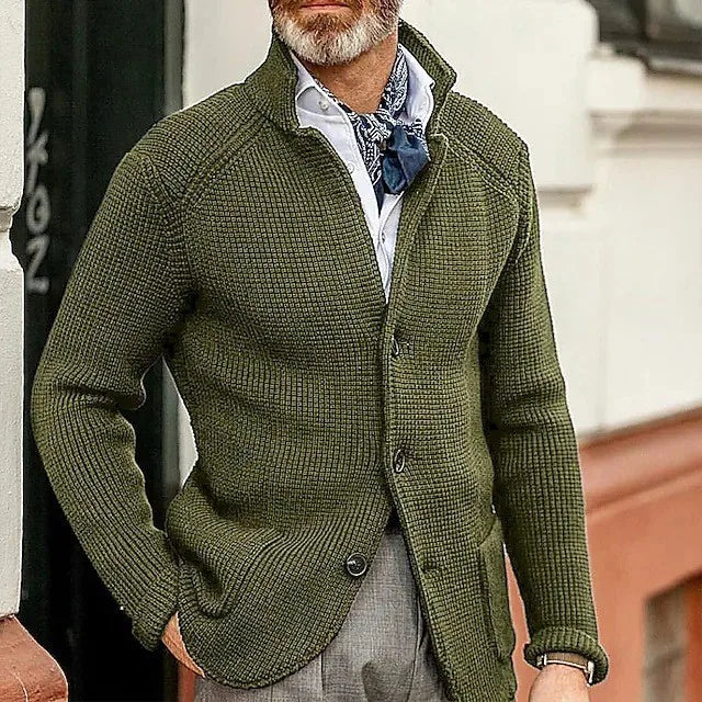Langford | Waffle-Knit Stand-Collar Cardigan