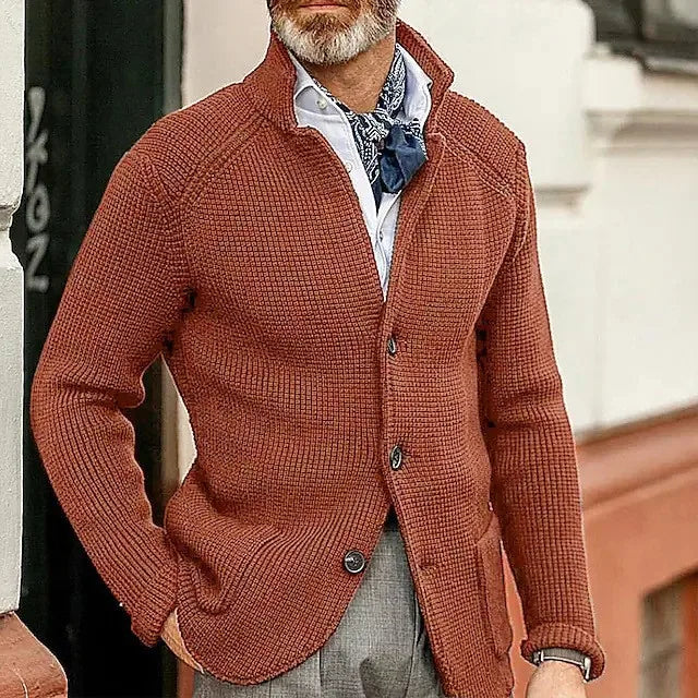 Langford | Waffle-Knit Stand-Collar Cardigan