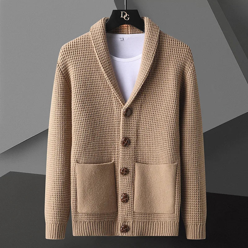 Whitmore | Shawl-Collar Waffle Cardigan
