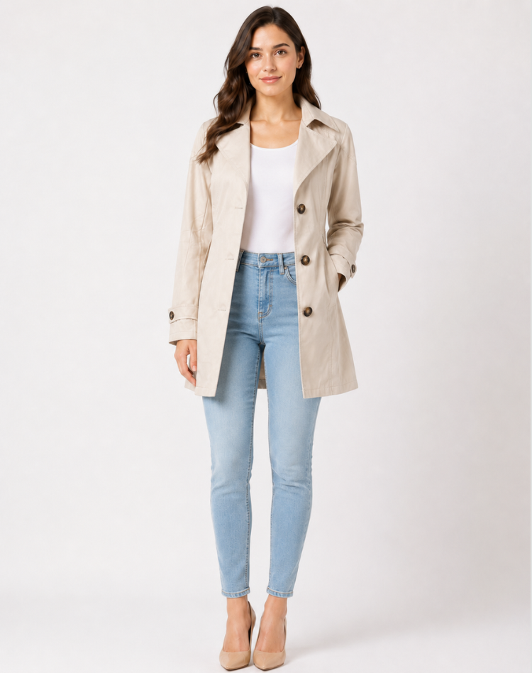 Evelyn | Classic Mid-Length Trench Coat