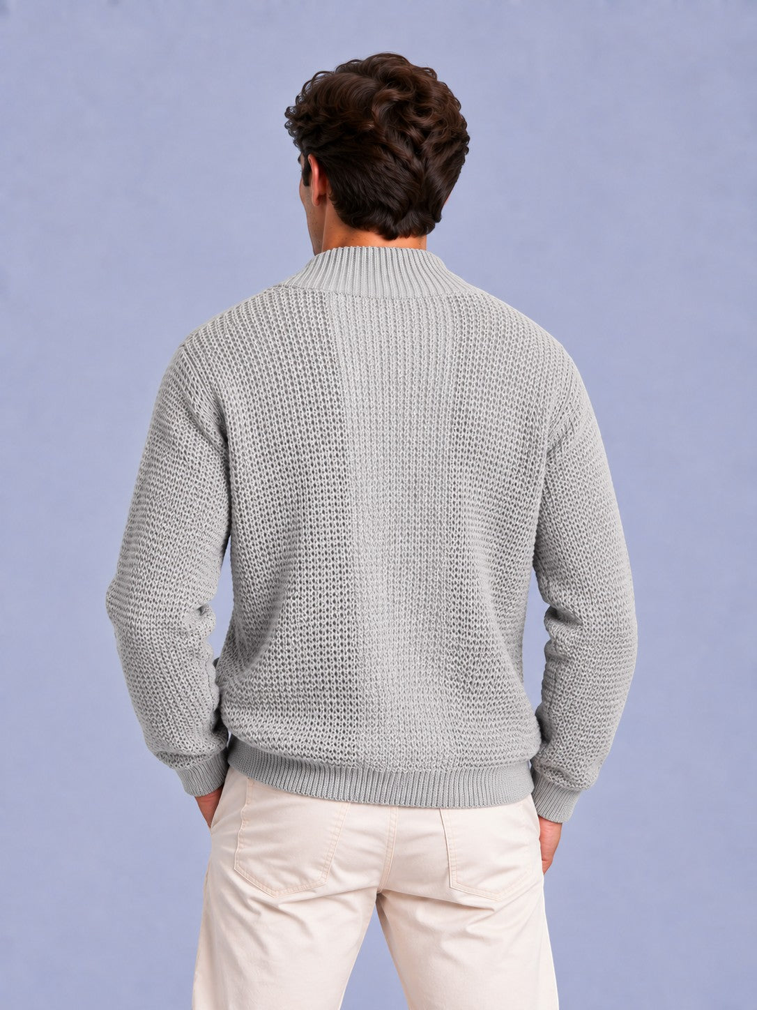 Jorvalore | Men’s Open-Front Chunky Knit Cardigan Jumper – Shawl Collar Pocket Knitwear