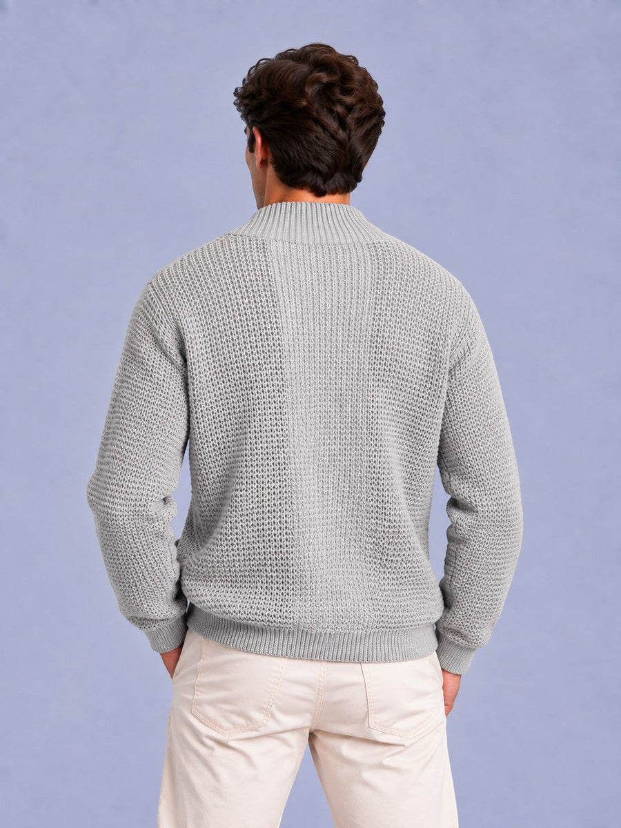 Jorvalore | Men’s Open-Front Chunky Knit Cardigan Jumper – Shawl Collar Pocket Knitwear