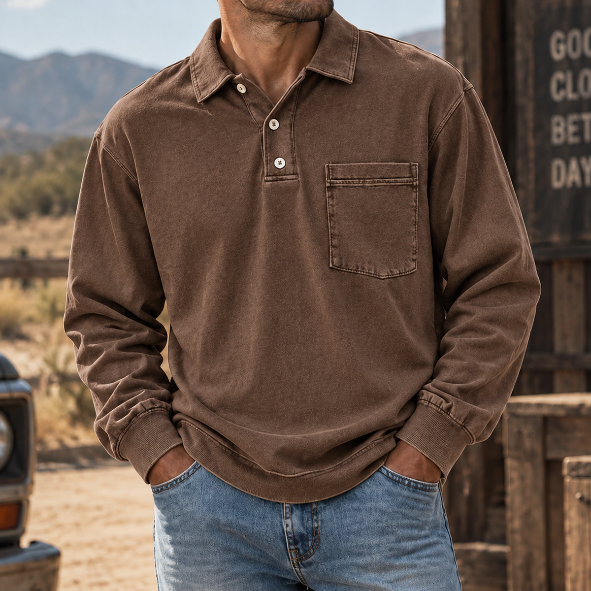 Ellis | Vintage-Wash Henley Shirt