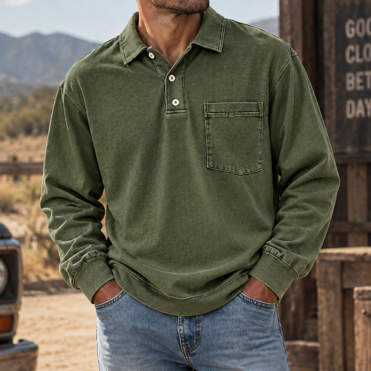 Ellis | Vintage-Wash Henley Shirt