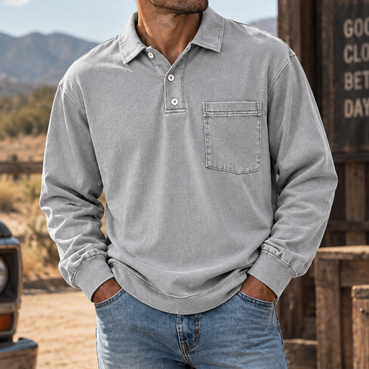 Ellis | Vintage-Wash Henley Shirt