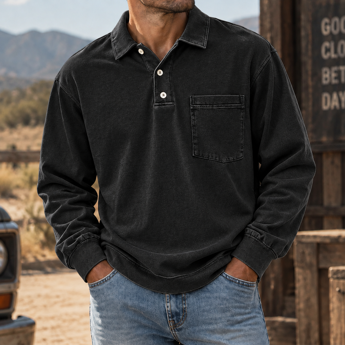 Ellis | Vintage-Wash Henley Shirt