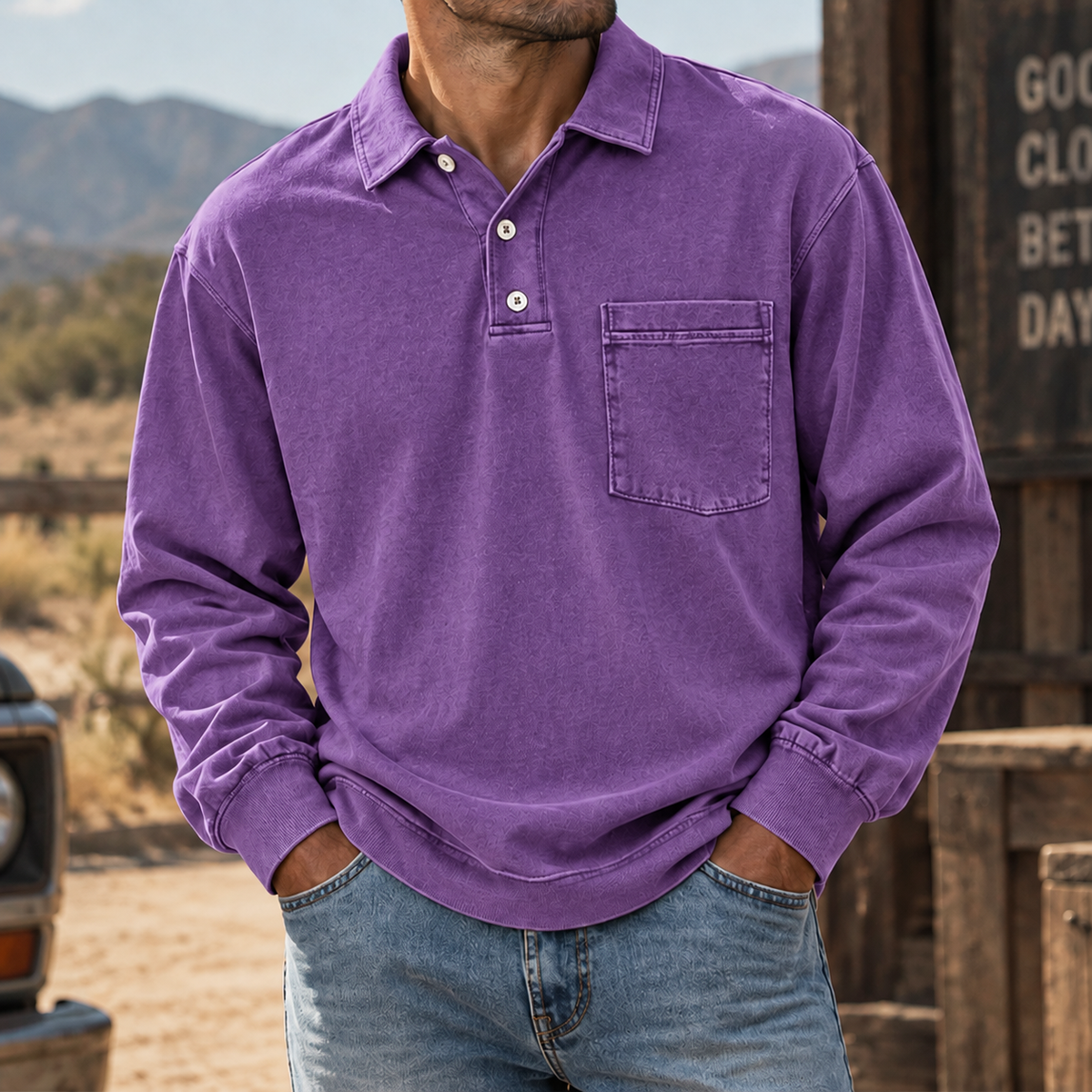 Ellis | Vintage-Wash Henley Shirt