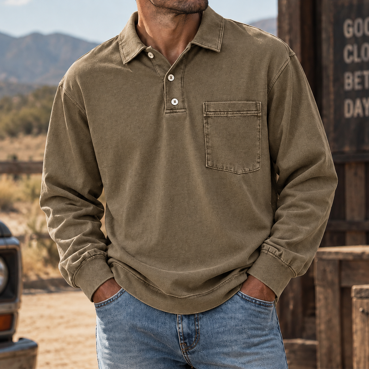 Ellis | Vintage-Wash Henley Shirt