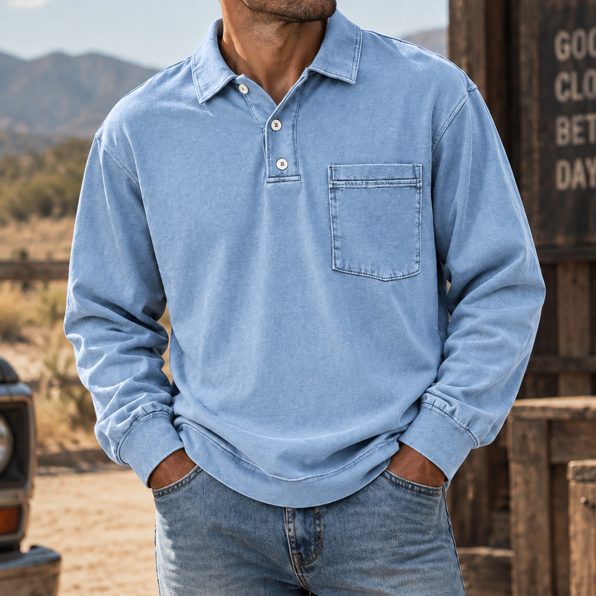 Ellis | Vintage-Wash Henley Shirt