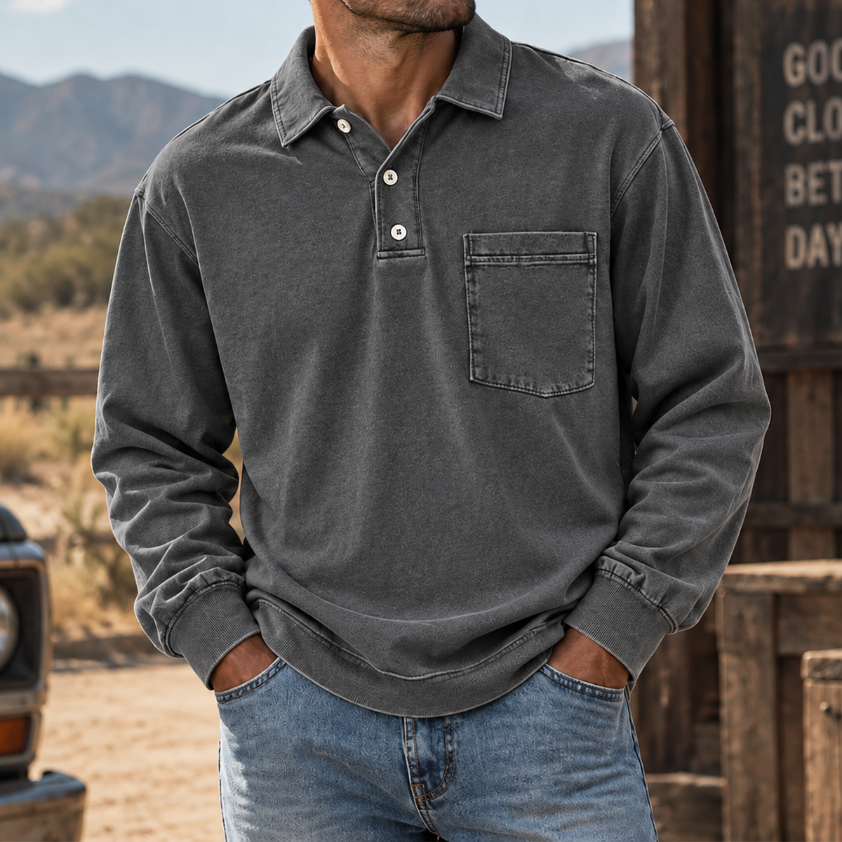 Ellis | Vintage-Wash Henley Shirt