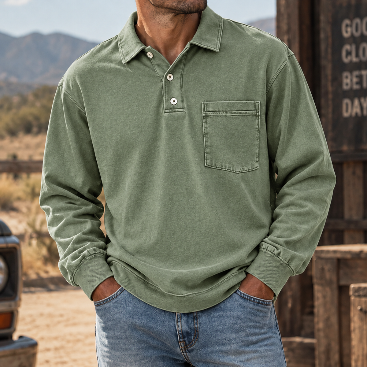 Ellis | Vintage-Wash Henley Shirt