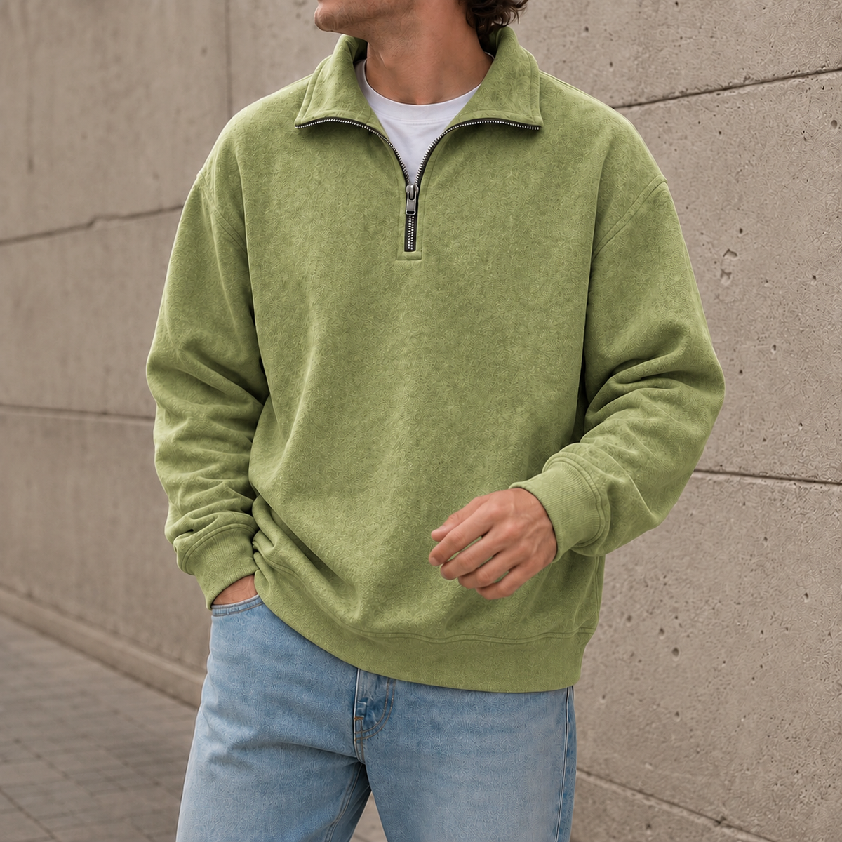 Men's Stylish Casual Everyday Cotton Long-sleeved Half-zip Sweatshirt